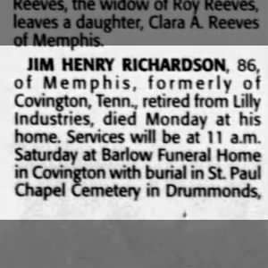 Obituary for JIM HENRY RICHARDSON